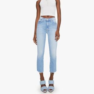 Mother the insider crop step fray limited edition light raw hem stretch jeans